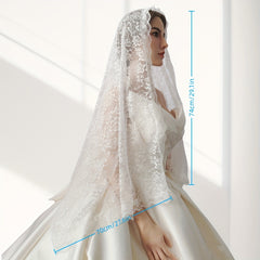 Floral Lace Bridal Veil Single Layer Wedding Veil Lightweight Fabric