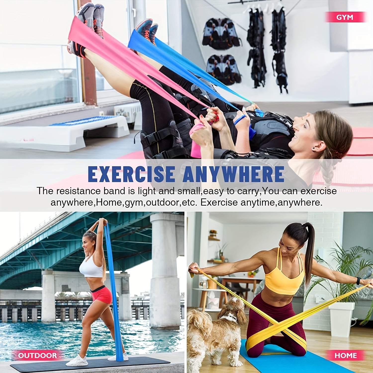 4pcs Elastic Resistance Bands for Physical Therapy Strength Training