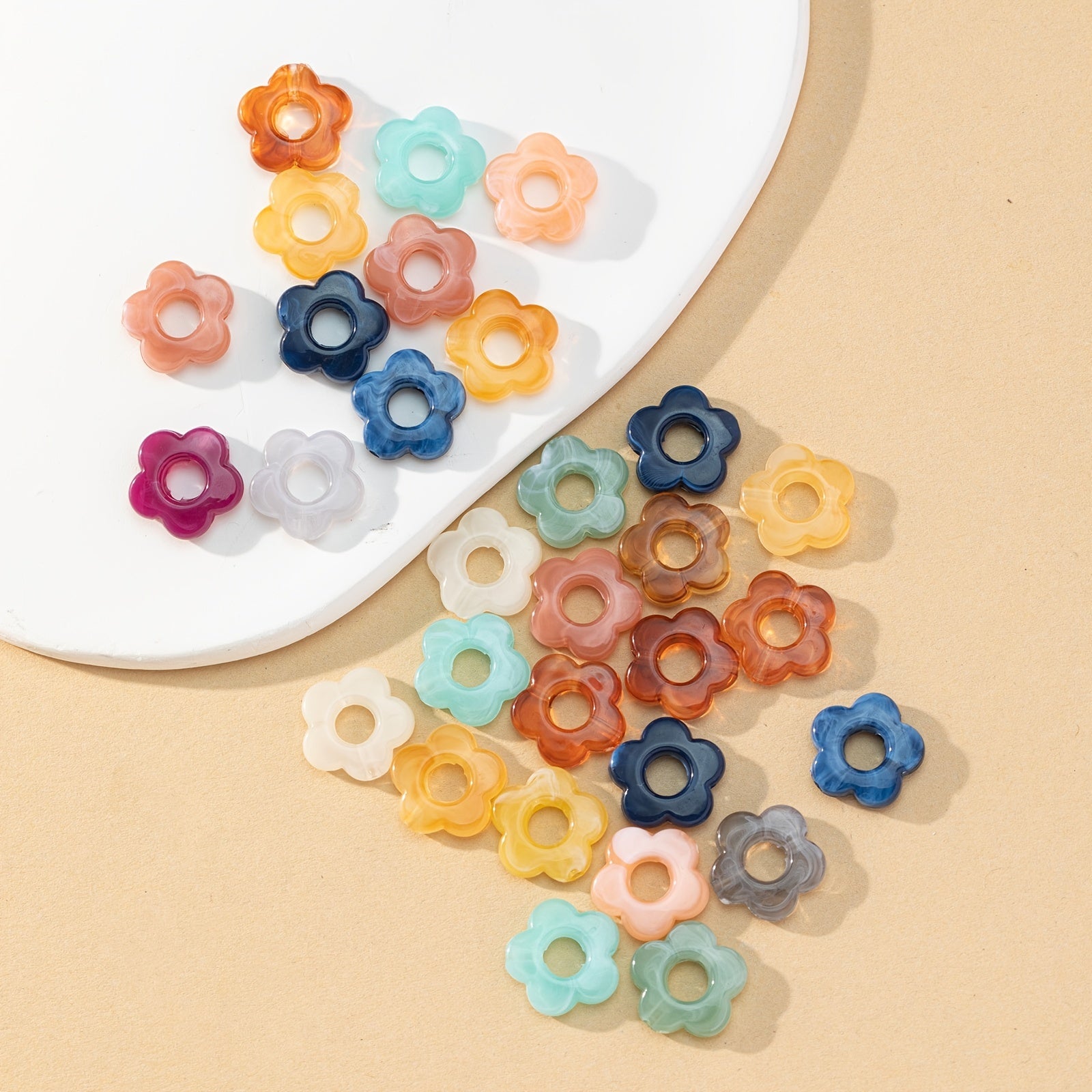 30pcs Acrylic Mix Color Flower Beads DIY Necklace Bracelet Material