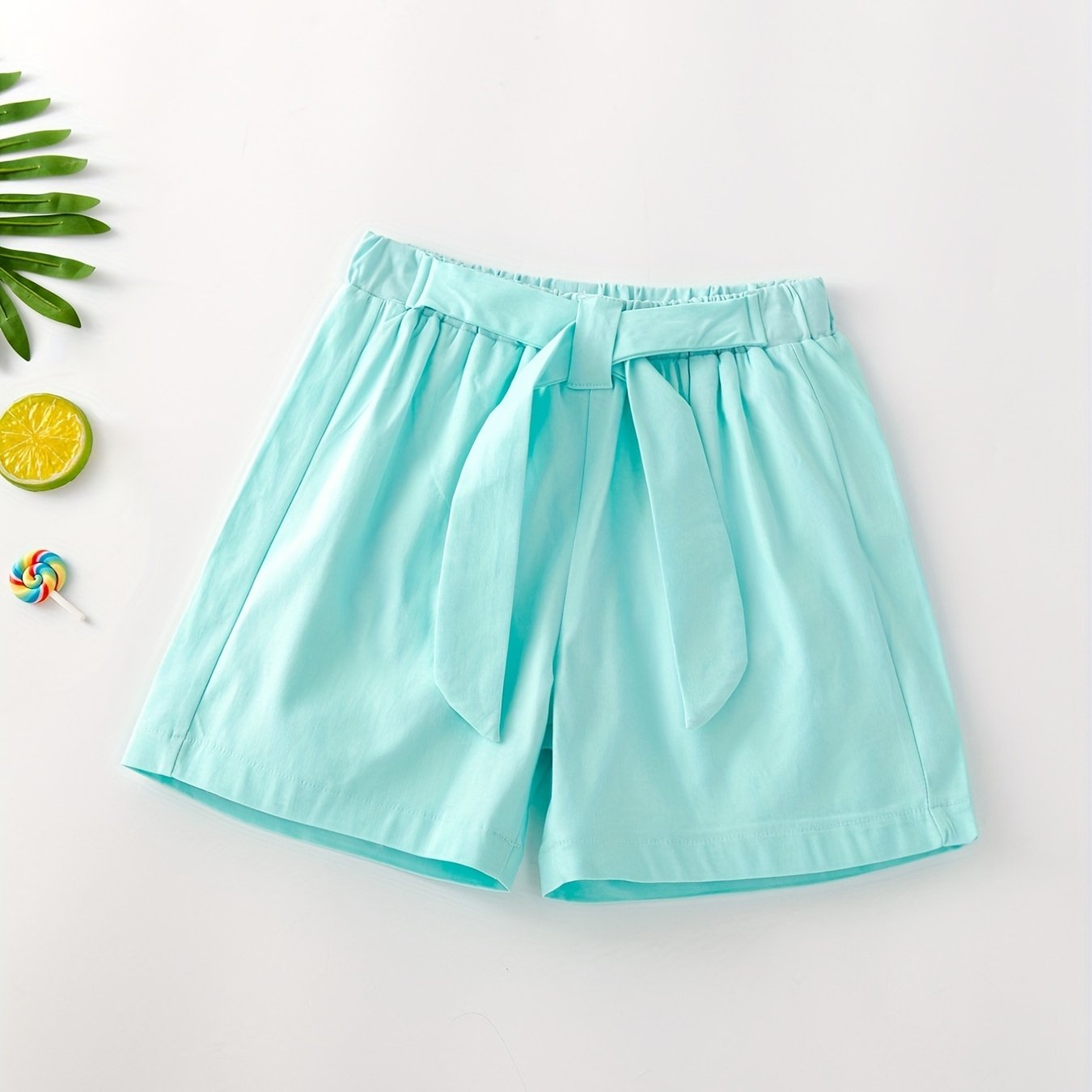 Girls' Casual Shorts Self Tie Elastic Waist Summer Lounge Outwear Shorts