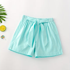 Girls' Casual Shorts Self Tie Elastic Waist Summer Lounge Outwear Shorts