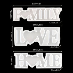 3Pcs Silicone Family Love Sign Alphabet Word Epoxy Resin Mold