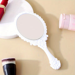 Antique Flower Handheld Mirror for Girls Travel Makeup Beauty