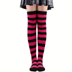 Striped Thigh High Socks Cosplay Over The Knee Stockings