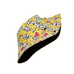 Yellow Duck Print Bucket Hat Reversible Cartoon Travel Beach Hats Unisex