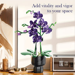 QIGU Building Blocks Bouquet Purple Orchid Floral Arrangement