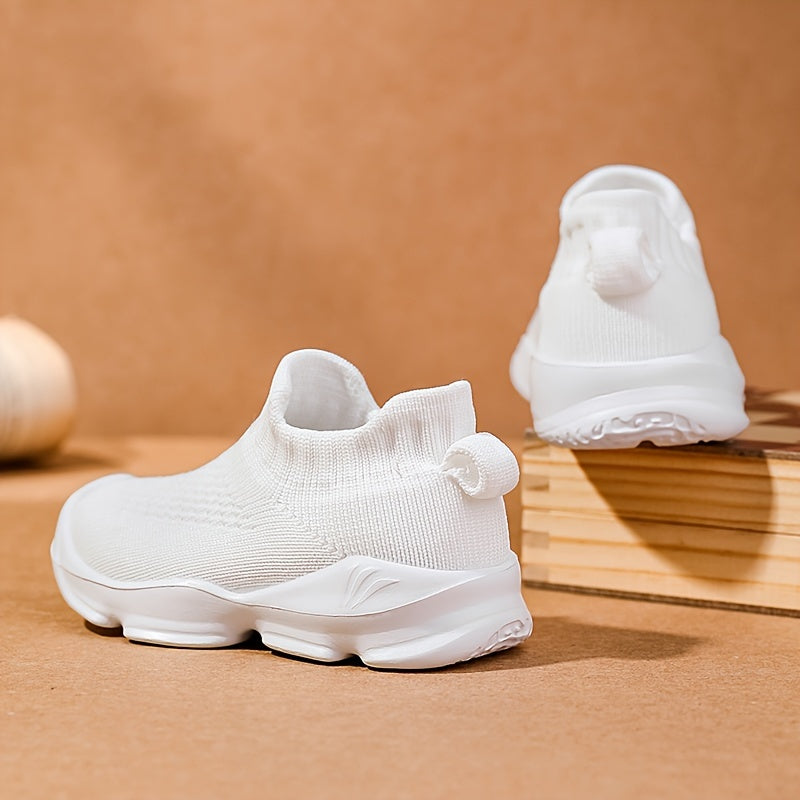 Girls Mesh Knitted Shoes Lightweight Slip On Walking Jogging