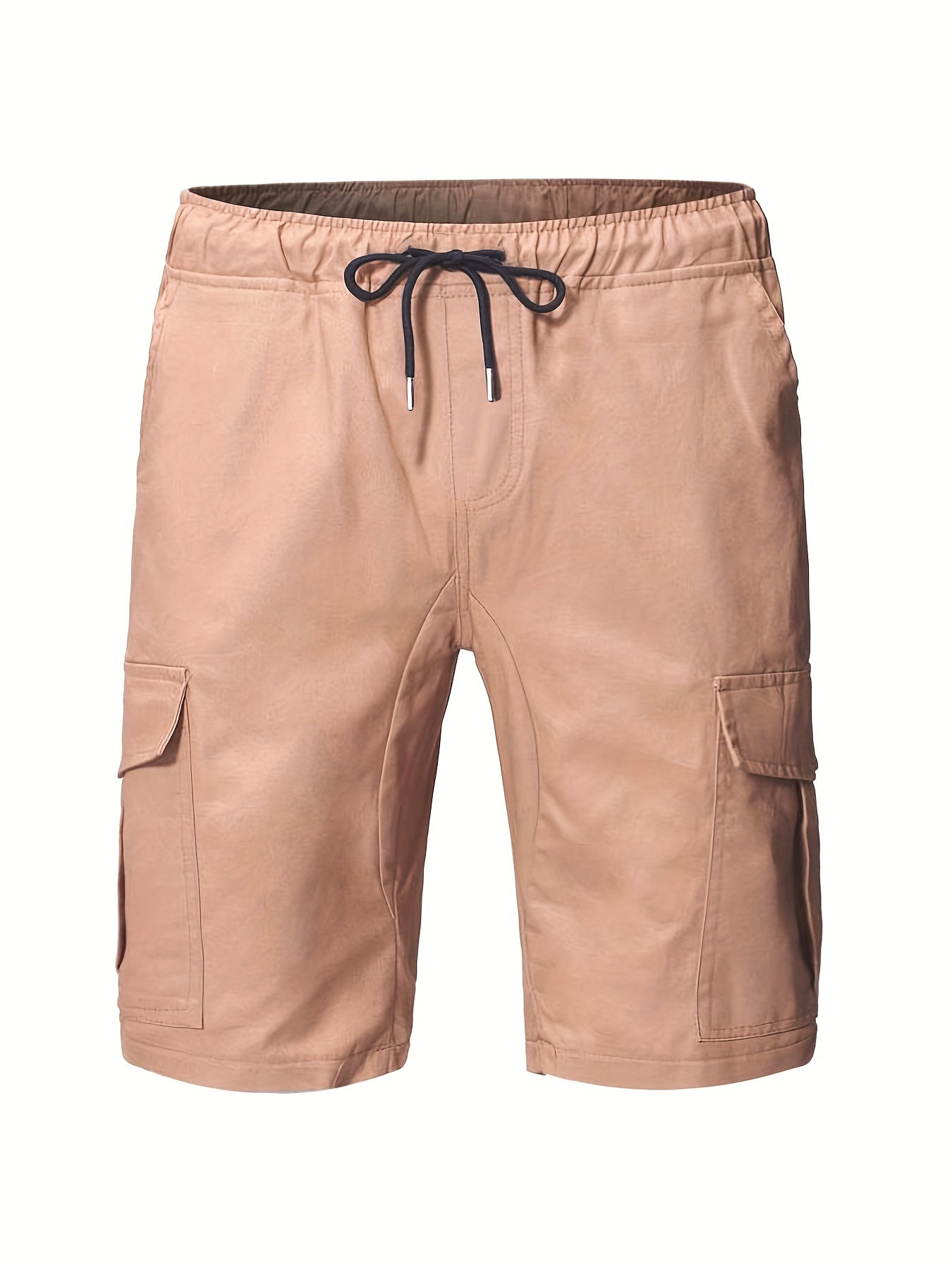 Men's Casual Cotton Cargo Shorts with Elastic Waist