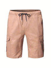 Men's Casual Cotton Cargo Shorts with Elastic Waist