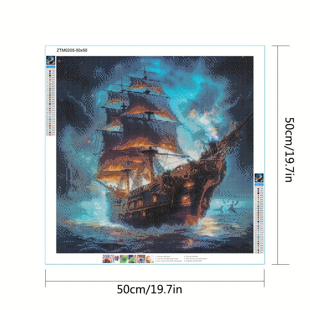 DIY 5D Diamond Painting Sailing Battleships Full Embroidery Kit
