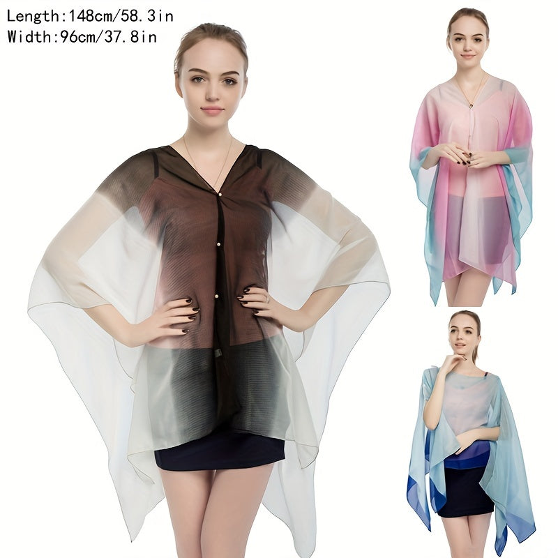 Gradient Chiffon Large Shawl Boho Loose Pullover Shawl