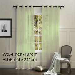 2 Panels Sheer Grommet Top Curtains for Home Decoration