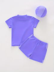 Girl's 3pcs Swimsuit Set T shirt Swim Trunks Cap Beach Vacation Surfing
