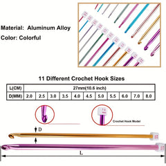 38pcs Tunisian Crochet Hook Set 2-8mm Aluminum Afghan Hook 3-12mm Plastic Needle
