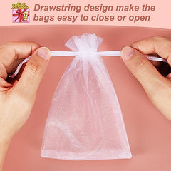 100pcs Organza Bag 9.8 Inches Mesh Drawstring Gift Bag Jewelry Bag