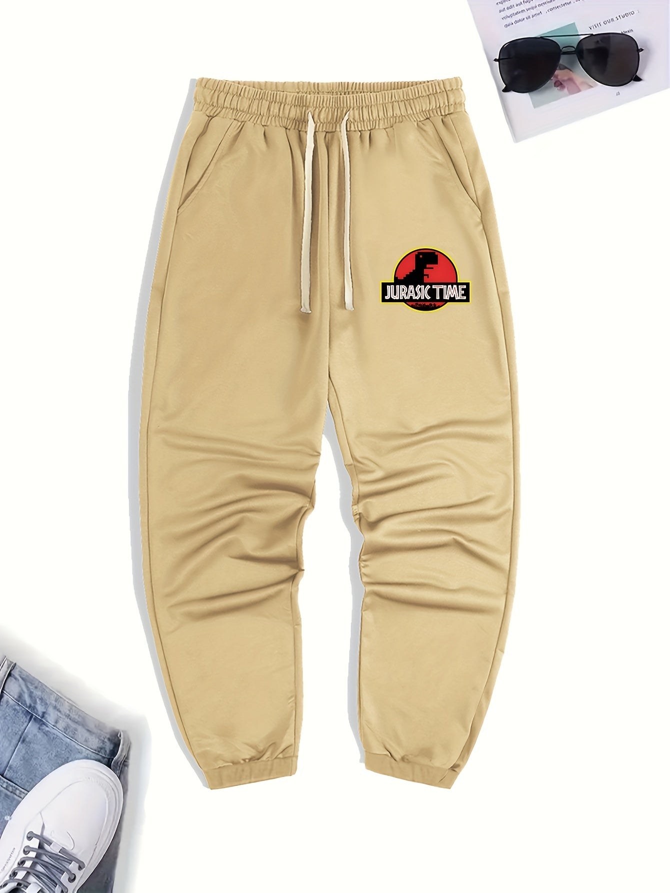 Jurassic Dino Pattern Men's Pants Drawstring Active Trousers