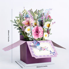 Purple Flowers Pop Up Box Card for Any Occasion