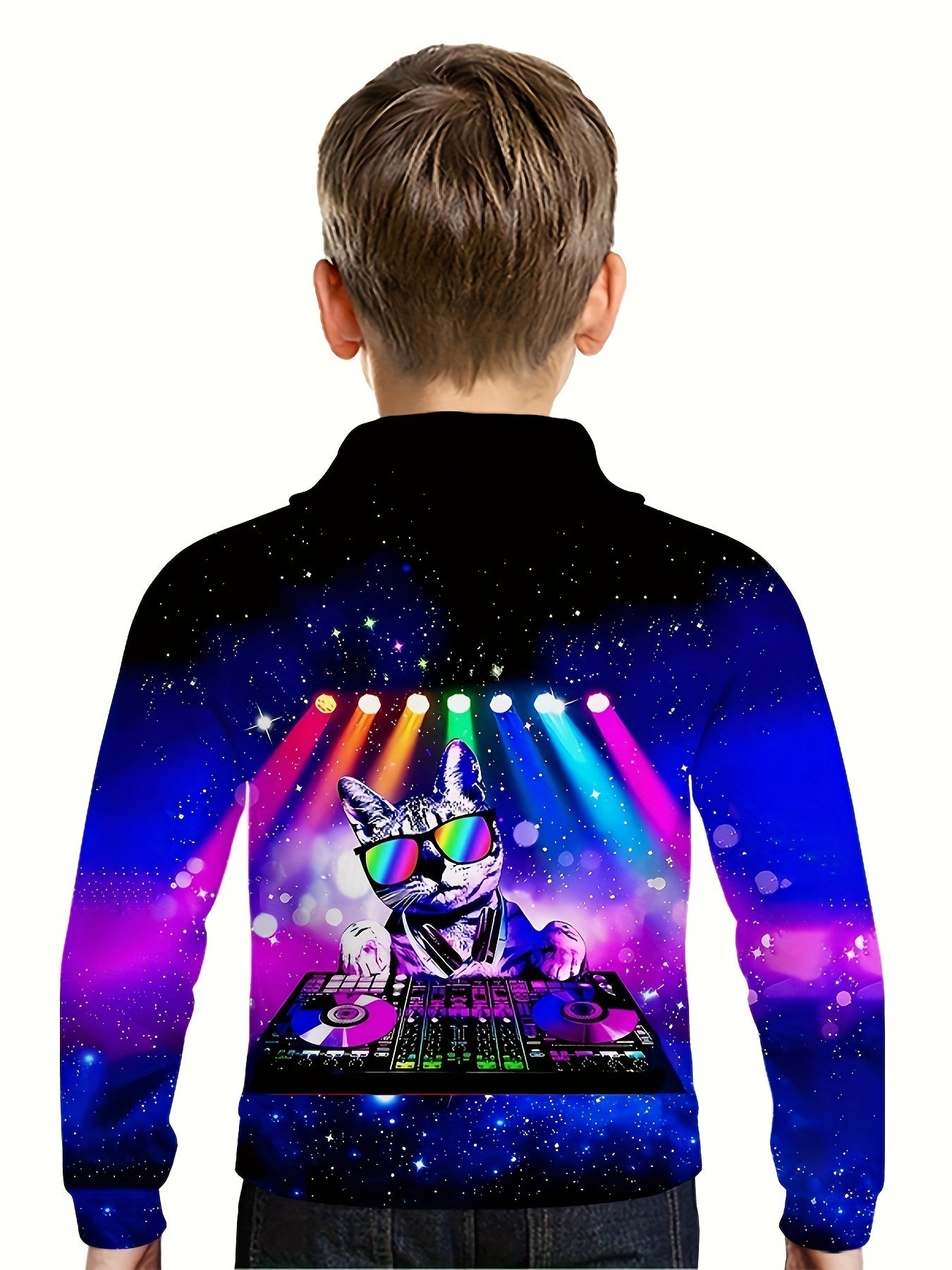 DJ Player Kitten 3D Print Hoodies Kids Street Wear