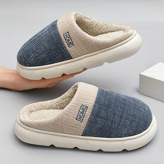 Fuzz Lined Men's House Slippers Anti-Skid Winter Indoor Shoes