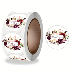 500pcs Round Floral Thank You Stickers for Wedding Favors & Party Card