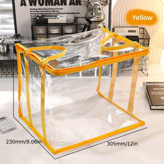 Pink Foldable Clear Storage Box w/ Handles&Lids Durable Large Storage Box