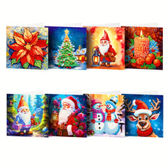 8pcs DIY Diamond Painting Greeting Card Christmas Holiday Handcraft