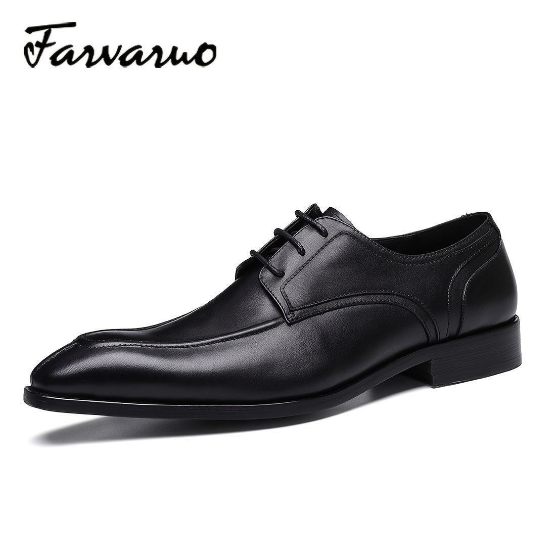 FARWARWO Men's Leather Derby Shoes Pointed Toe Formal Dress Shoes