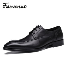 FARWARWO Men's Leather Derby Shoes Pointed Toe Formal Dress Shoes