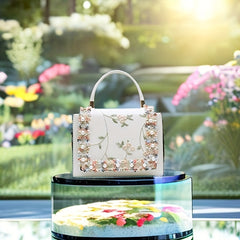 Floral Embroidery Handbags Faux Pearl Decor Crossbody Bag Sweet Purses