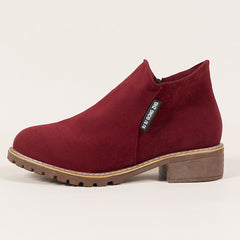 Women's Chunky Heel Ankle Boots Casual Non Slip Zipper Round Toe Short Boots