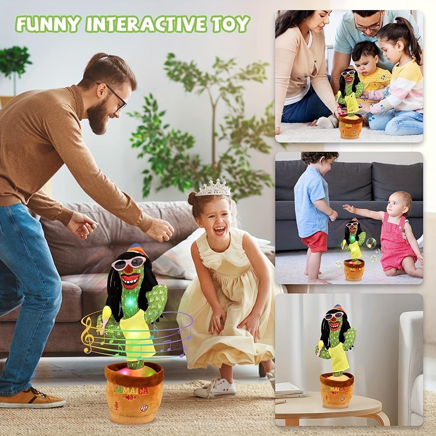 Talking Cactus Plush Toy with Repeat Record Sing Dance Feature for Kids