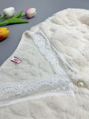 Lace Trim Fuzzy Pajama Set Women's Sleepwear & Loungewear