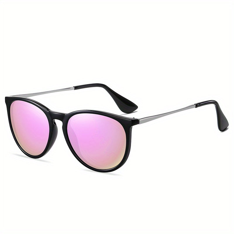 AORON Round Frame Polarized Sunglasses with Colorful Film