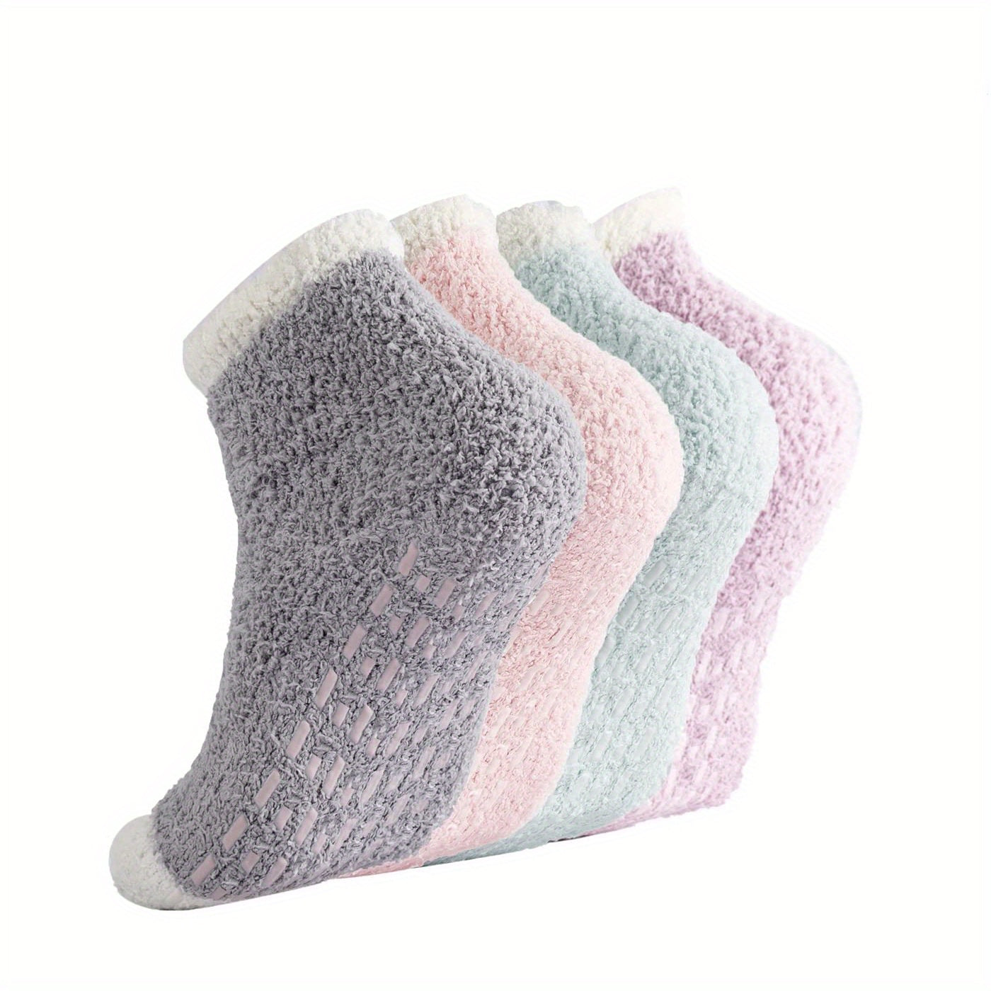4 Pairs Thick Fuzzy Socks Soft Warm Fluffy Floor Socks Women's Stockings