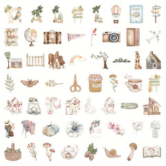 60pcs Vintage Waterproof Stickers for Water Bottle Laptop Scrapbook Journaling