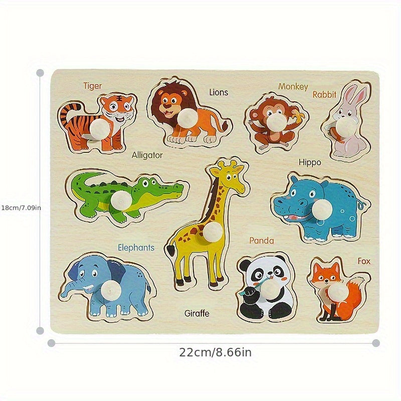 Wooden Shape Sorting Puzzle Board Animal & Object Matching Game