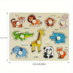 Wooden Shape Sorting Puzzle Board Animal & Object Matching Game