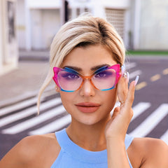 Rainbow Cat Eye Clear Lens Glasses For Women - Light Blocking Glasses