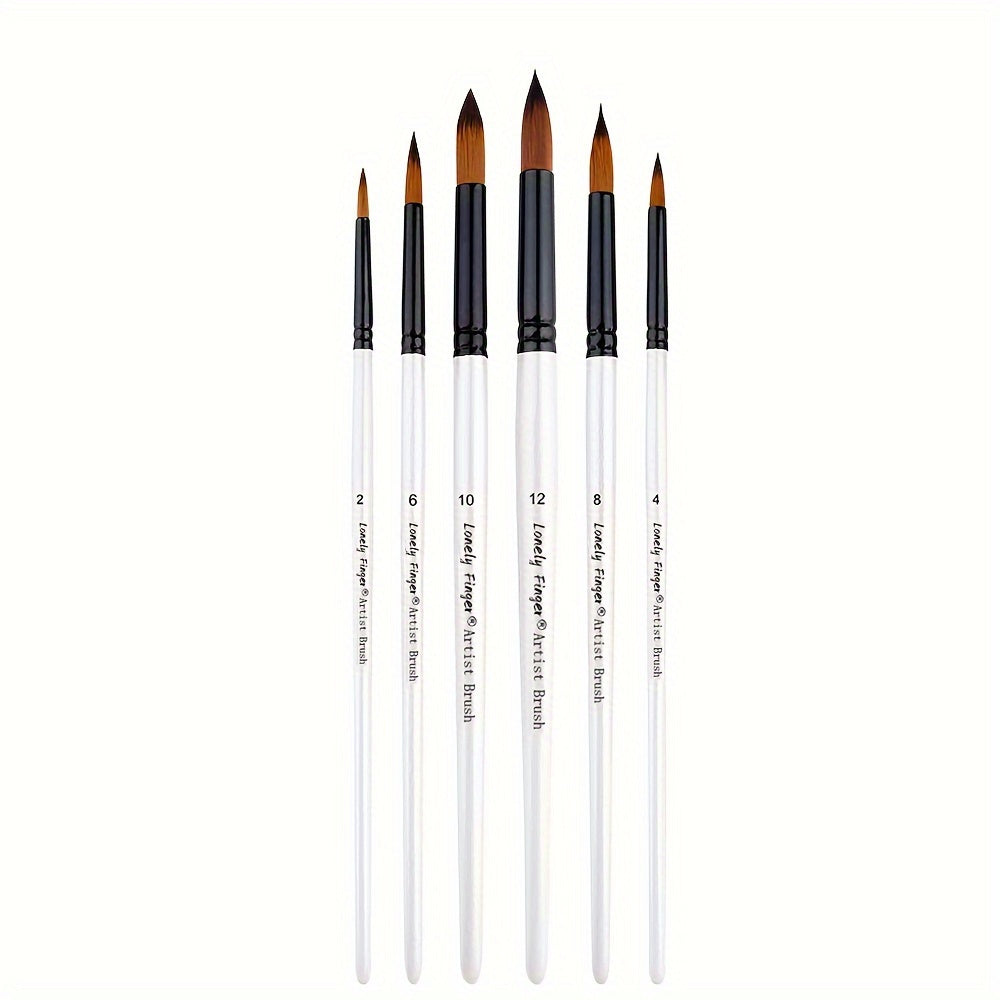 6pcs Artist Brush Set Nylon Hair Acrylic Gouache Watercolor Painting