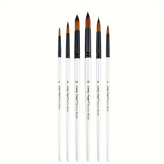 6pcs Artist Brush Set Nylon Hair Acrylic Gouache Watercolor Painting