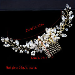 Pearl Flower Hair Comb Back Head Insert Comb Crystal Hair Comb