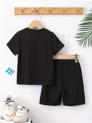 Boys Robotic Bear Outfit Round Neck T shirt & Shorts Kids Summer Clothes