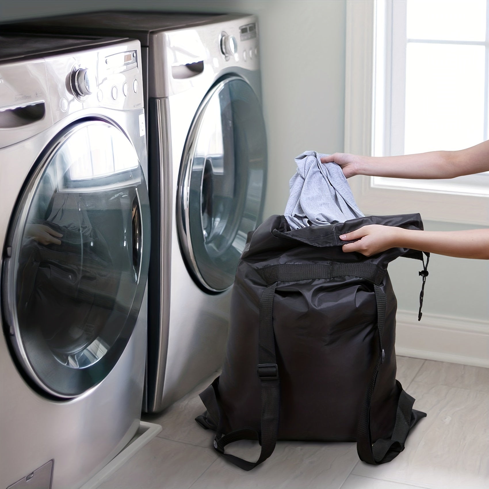 Large Capacity Drawstring Laundry Bag Dirty Clothes Storage Backpack