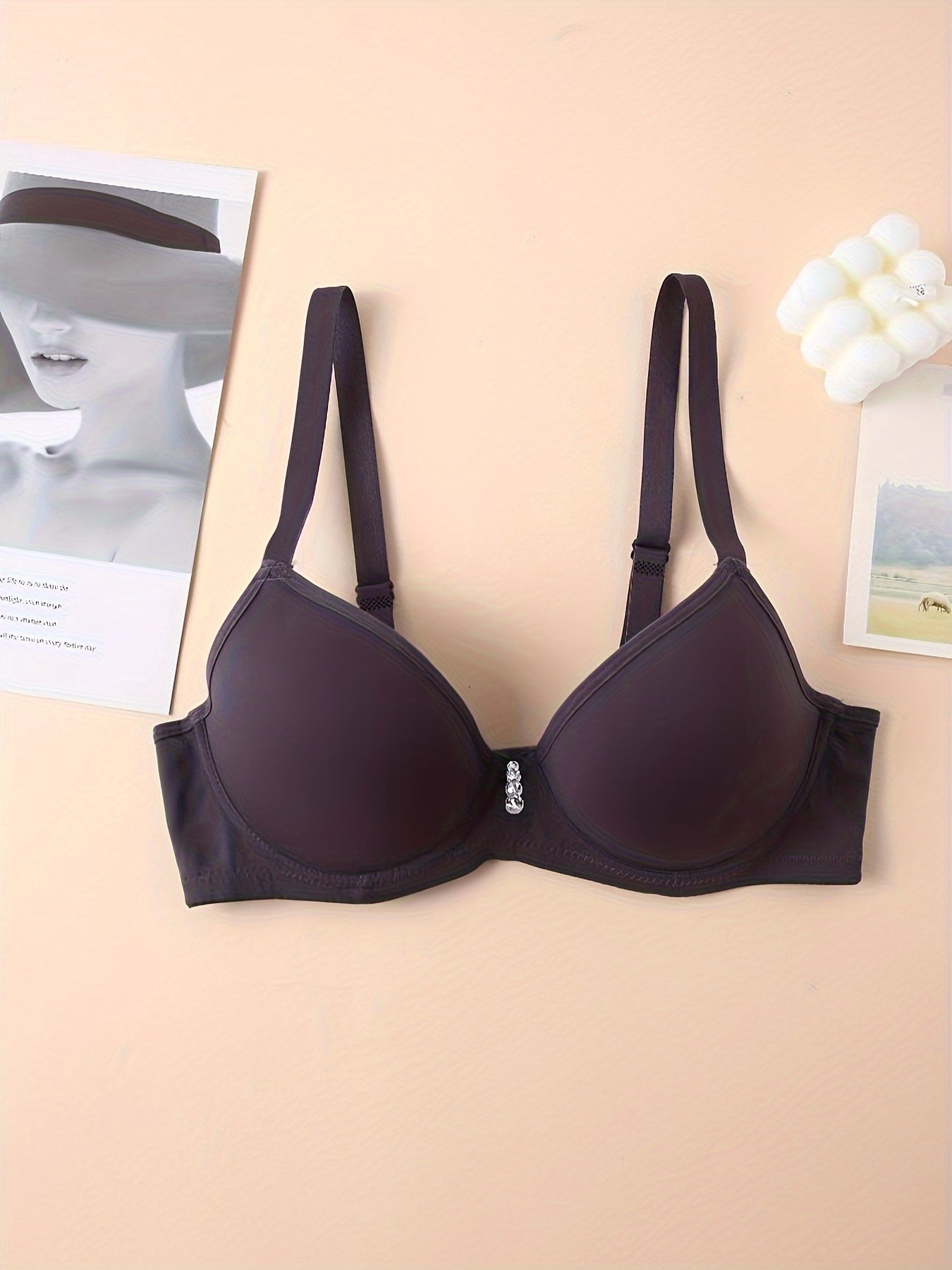 3pcs Solid T Shirt Bra Comfy & Breathable Push Up Bra Women's Lingerie