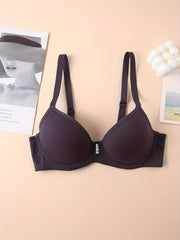 3pcs Solid T Shirt Bra Comfy & Breathable Push Up Bra Women's Lingerie