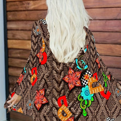 Floral Print Open Front Cardigan