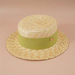 Flat Top Straw Hat Seaside Travel Sun Protection Sunshade Beach Hat