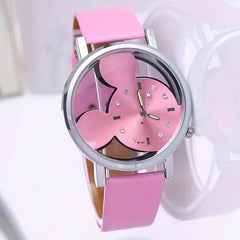 Kids Cartoon Watch Casual Quartz Leather Women Student Girls Watch Wristwatch