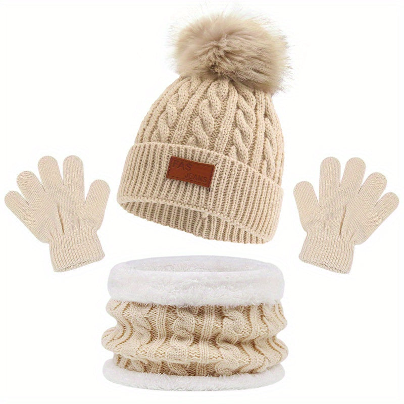 3pc Baby Hat Scarf Gloves Set for Autumn Winter