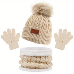 3pc Baby Hat Scarf Gloves Set for Autumn Winter